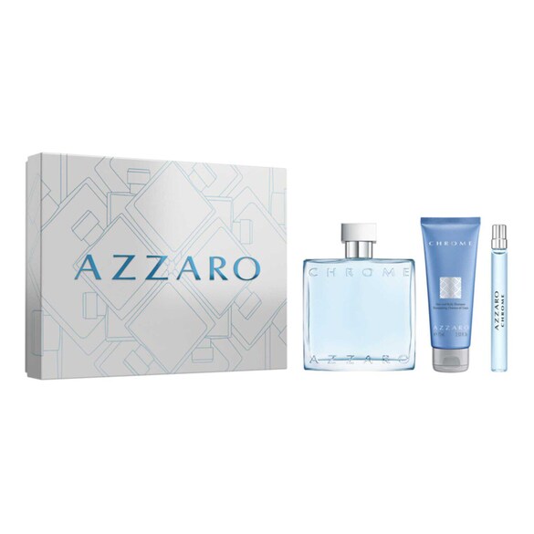 Chrome - Coffret Eaux de Toilette + Shampooing Cheveux et Corps, AZZARO