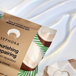 Masque cheveux nuit - Soin capillaire de nuit masque crème + charlotte