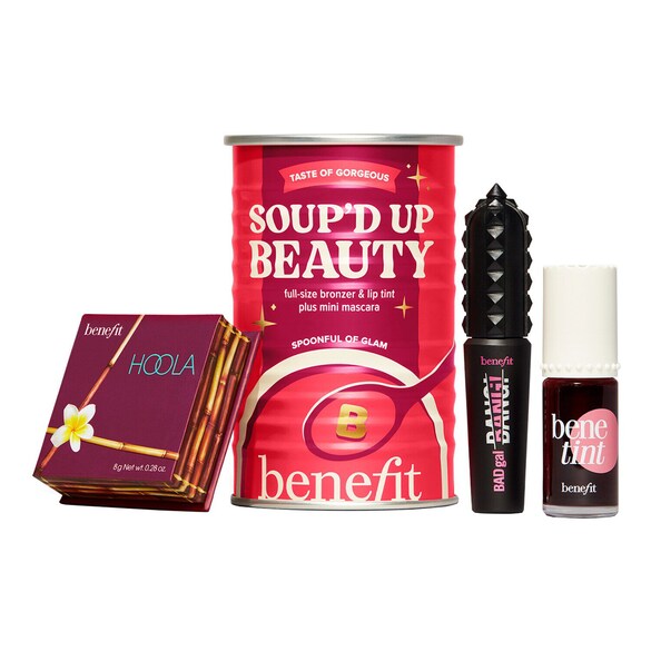 Soup'd Up Beauty - Le coffret de Noël  bronzer, blush joues & lèvres et mascara, BENEFIT COSMETICS
