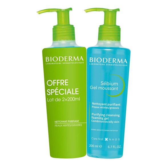 Sébium Gel moussant - Kit soin visage nettoyant, BIODERMA