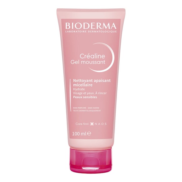 Créaline Gel Moussant - Nettoyant visage doux peaux sensibles à intolérantes, BIODERMA