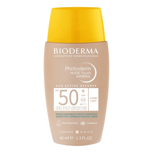 Photoderm NUDE Touch MINERAL SPF50+ - Soin solaire peau sensible mixte/grasse, BIODERMA