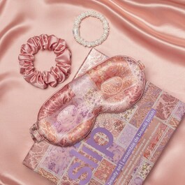 Set Soirée Pyjama Boteh - Coffret Masque en Soie Pure et Ensemble de chouchous