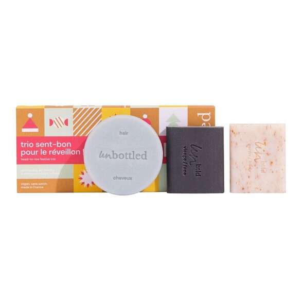Trio sent-bon pour le réveillon - Coffret soin corps, visage & cheveux, UNBOTTLED