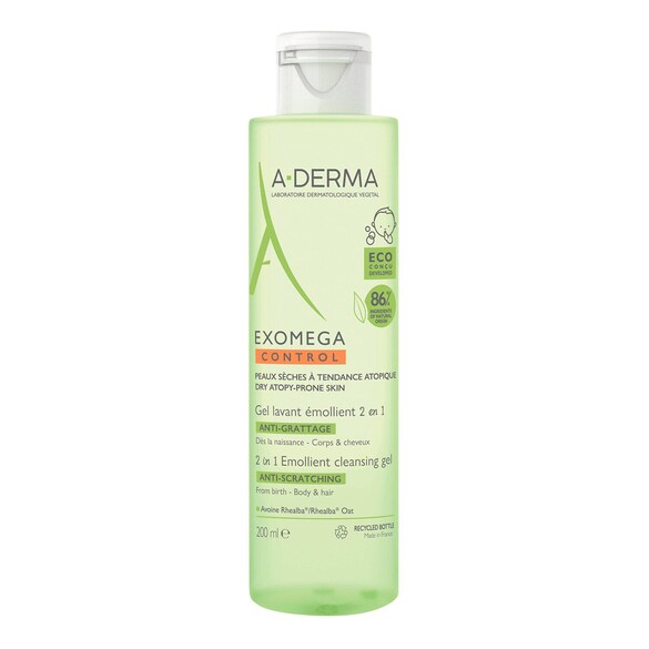 Exomega - Gel Lavant Emollient 2 En 1 Anti-Grattage, A-DERMA