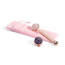 Kit De Roller Visage - Rouleau quartz rose et améthyste