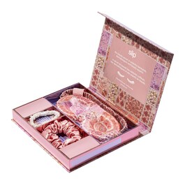 Set Soirée Pyjama Boteh - Coffret Masque en Soie Pure et Ensemble de chouchous