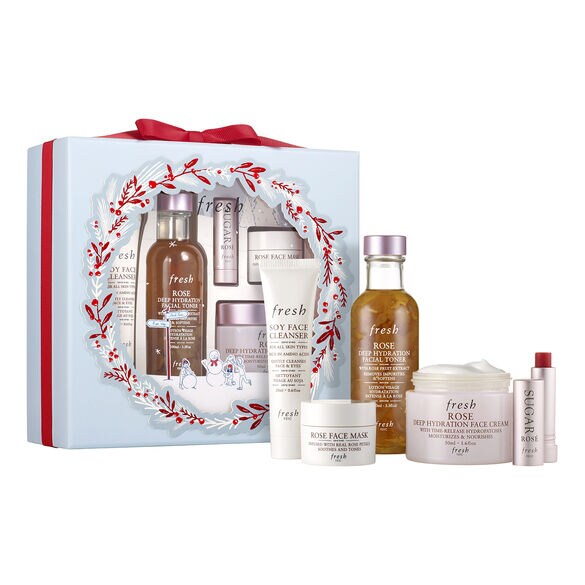 Rituel de soins hydratant &agrave; la rose et au soja - Coffret soin visage et l&egrave;vres, FRESH