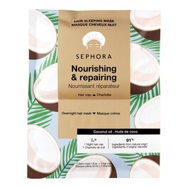 Masque cheveux nuit - Soin capillaire de nuit masque crème + charlotte