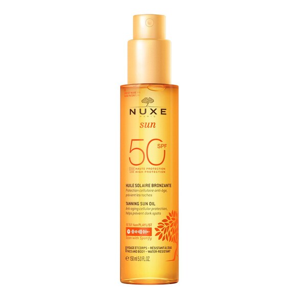 Nuxe Sun Huile Solaire Bronzante - Protection Protection SPF50 visage et corps, NUXE