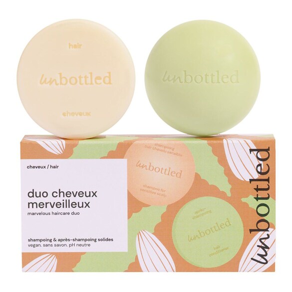 Duo Cheveux Merveilleux - Shampoing et Après-Shampoing Solide, UNBOTTLED