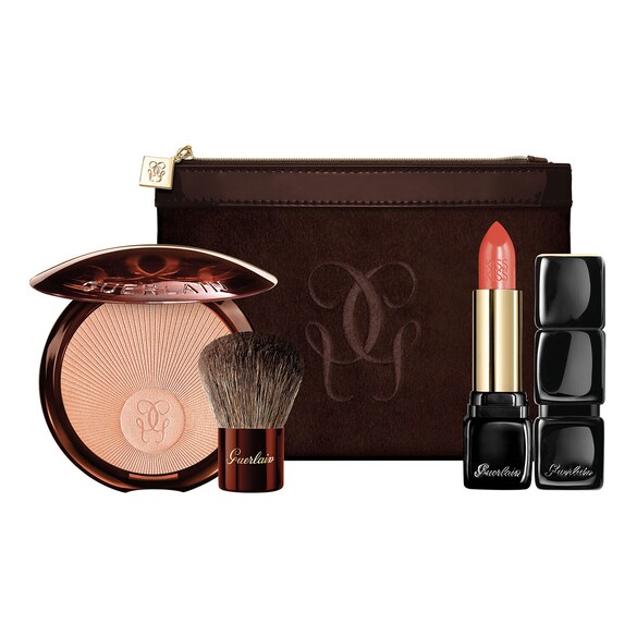 Terracotta Nude bonne mine - Coffret Poudre Éclat & Rouge à Lèvres Kiss Kiss, GUERLAIN