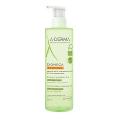 Exomega - Gel lavant émollient 2 en 1 anti-grattage, A-DERMA