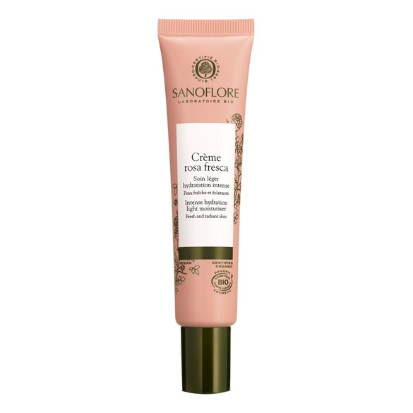Rosa fresca - Crème hydratante visage certifiée bio à l’eau florale de rose, SANOFLORE