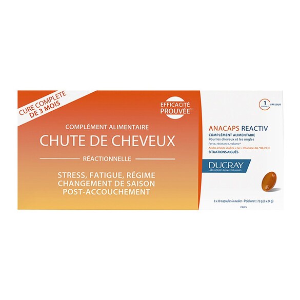 Anacaps Reactiv - Trio Complément alimentaire anti-chute, DUCRAY