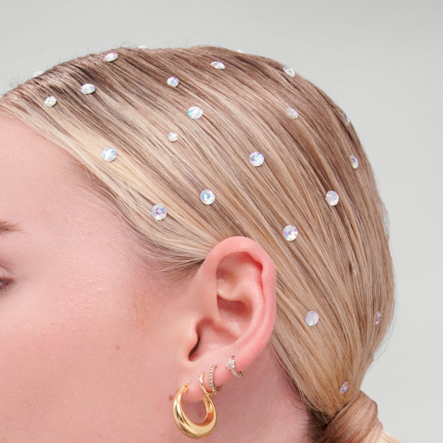Tampon à Strass Pour Cheveux - 220 Pierres Multicolores - Outil Coiffure Enfants/Femmes - Application Facile